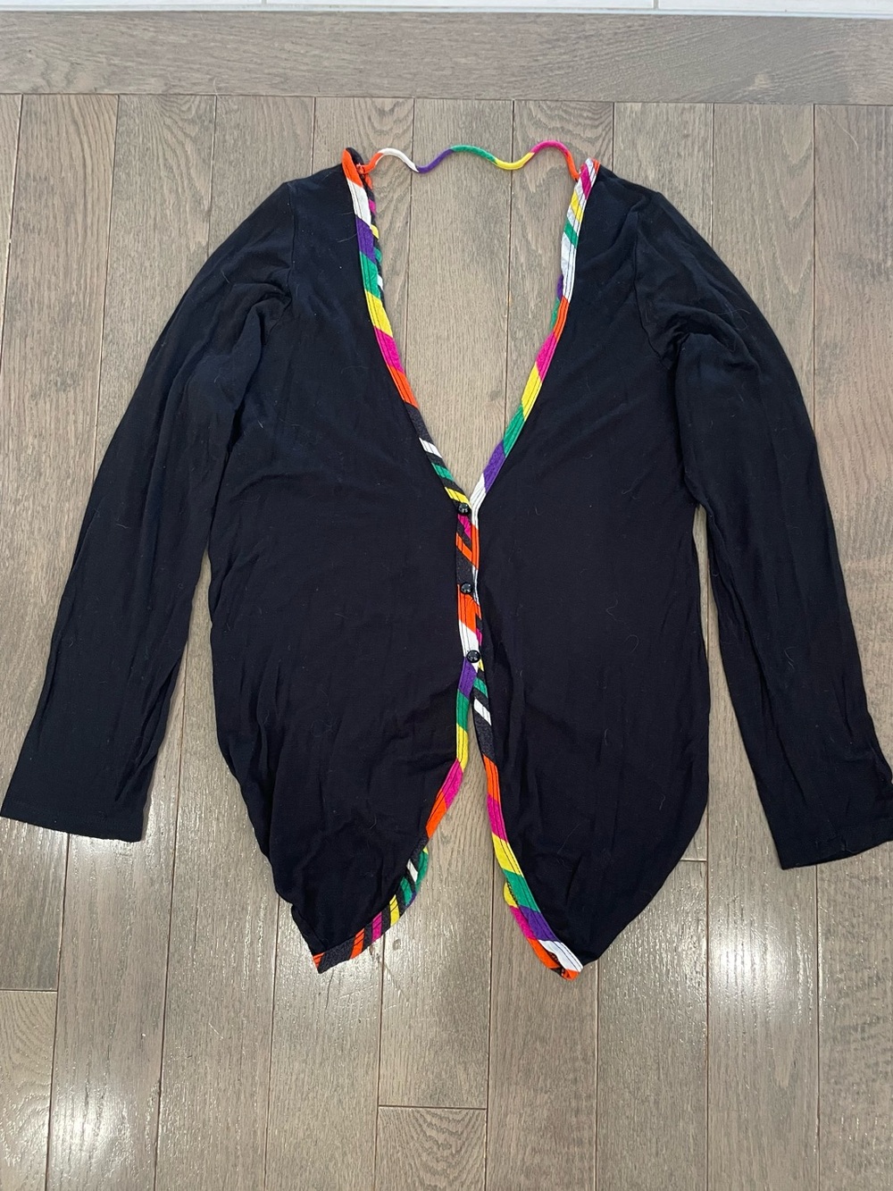 Vintage Rainbow Trim Convertible Open Back Cardigan Top One size fits most. - Picture 6 of 13